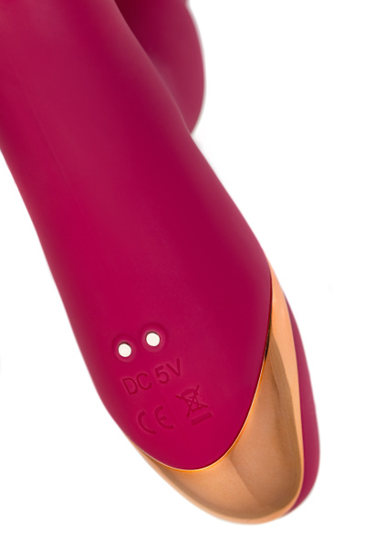 Виброкролик с двигающимися кольцами, JOS Tenty, силикон, бордовый, 23,5 см