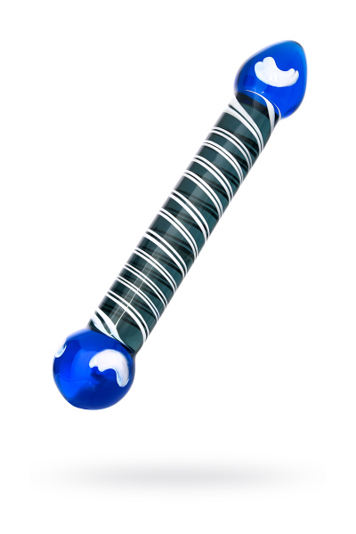 Двусторонний фаллоимитатор Sexus Glass, стекло, синий, 21 см