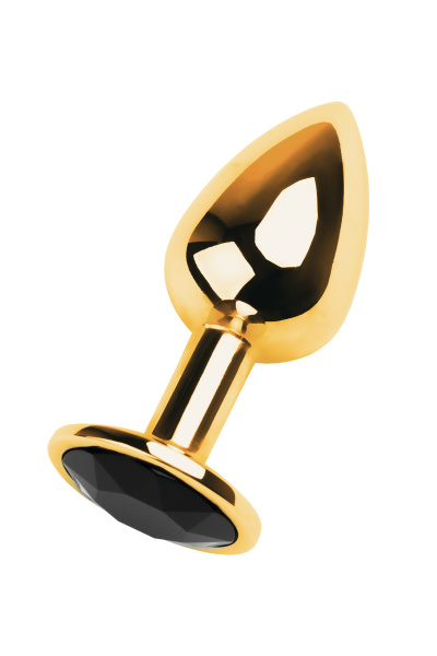 Анальная втулка  TOYFA Metall, металл, золотая, с черным кристаллом, 7 см, Ø 2,8 см, 50 г
