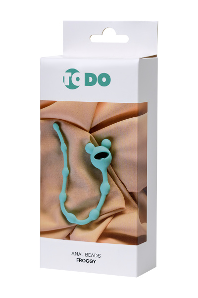 Анальная цепочка  TOYFA ToDo  FROGGY, силикон, голубая, 27,4 см, Ø 1,4 см